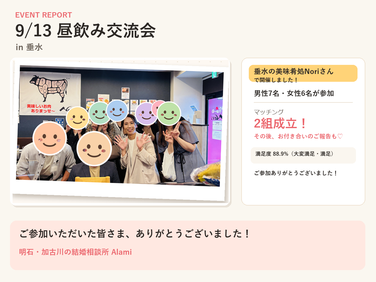 09月13日の婚活イベント報告画像